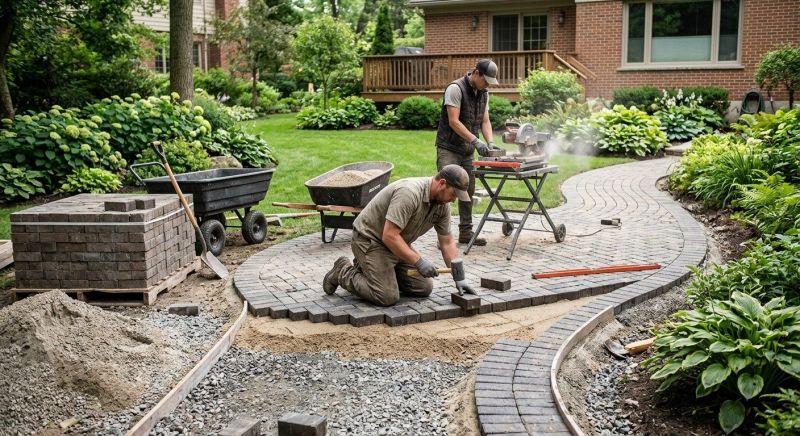 Brick Hardscape Installation in Framingham, MA